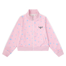 Load image into Gallery viewer, Pink Blue Star Youth Love Wings Embroidered Stand up Collar Coat
