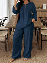 画像をギャラリービューアに読み込む, Plus Size Women's Casual Long-Sleeved Shirt And Loose Pants
