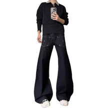 Load image into Gallery viewer, Oversized Black Knife-Edge Denim Pants Men
