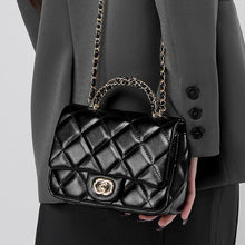 Load image into Gallery viewer, Metal chain diamond grid handbag
