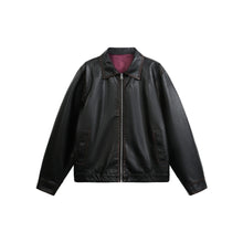 Load image into Gallery viewer, Distressed PU Leather Jacket  Loose Fit Short Biker Jacket
