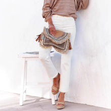 Load image into Gallery viewer, Straight Leg Ankle-Length White Raw Hem Denim Pants T Casual Wear
