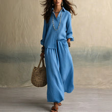 Load image into Gallery viewer, Summer High-End Shirt Collar Outfit Loose Cotton Linen Women's Set
