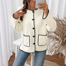 Load image into Gallery viewer, Color Block Long Sleeve Open Front Loose Fit Fleece Cardigan Jacket

