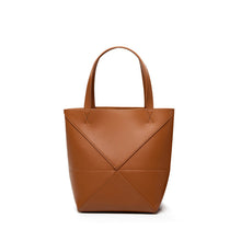 Load image into Gallery viewer, Large capacity single shoulder geometric splicing folding bucket bag
