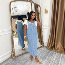 Load image into Gallery viewer, Chic Single-Button Knee-Length Sleeveless Denim Dress
