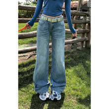 Load image into Gallery viewer, Retro Low-Waist Blue Straight Leg Jeans for Women
