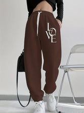 Lade das Bild in den Galerie-Viewer, Plus Size Casual Love Print Hoodie &amp; Sweatpants Two-Piece Set
