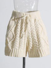 Load image into Gallery viewer, Solid Knitting Two Piece Sets For Women Turtleneck Loose Long Sleeve Sweater High Waist Shorts Casual Set Female
