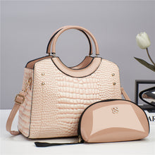 Load image into Gallery viewer, Handbag snake patterned mother and child bag shiny leather platinum bag
