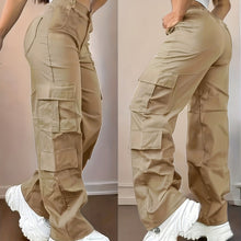 Cargar imagen en el visor de la galería, Pantalones cargo de talla grande con pernera ancha y diseño multibolsillos
