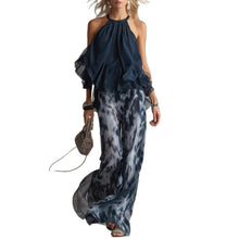 Load image into Gallery viewer, Sleeveless Halter Neck Top with Printed Wide Leg Pants Summer New Arrival
