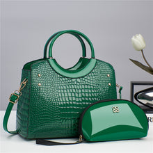 Load image into Gallery viewer, Handbag snake patterned mother and child bag shiny leather platinum bag
