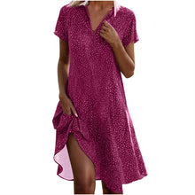 画像をギャラリービューアに読み込む, Polka Dot Print Short Sleeve V-Neck Loose Fit Casual Summer Dress
