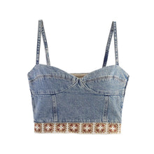 Load image into Gallery viewer, Splicing top+loose jeans set
