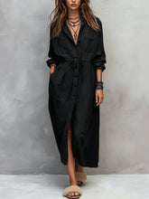 Load image into Gallery viewer, Spring and Autumn Casual Drawstring Waist Shirt Dress Loose Style for Women

