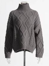 Load image into Gallery viewer, Solid Knitting Two Piece Sets For Women Turtleneck Loose Long Sleeve Sweater High Waist Shorts Casual Set Female
