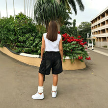 Lade das Bild in den Galerie-Viewer, Washed Tie-Up Distressed Frayed Denim Shorts with Belt Loops
