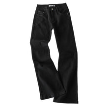 Load image into Gallery viewer, Retro washed lightning patterned micro flared jeans for women

