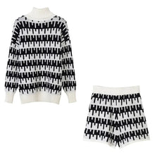 Load image into Gallery viewer, Winter Women's Knitted Suit Pant 2 Piece Sets Women Outfit Shorts Oversized Casual Sweaters Female Clothing Knitwear Tracksuit
