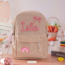 Load image into Gallery viewer, Etsy Cross-border Cute Corduroy Large Capacity Backpack with Adhesive for Letters, Kids and Students School Bag
