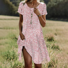 Load image into Gallery viewer, Summer Bohemian Style Large Round Neck Mid-Length Dress
