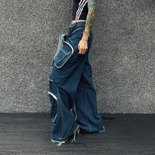 Load image into Gallery viewer, Structural binding workwear jeans for women loose fitting multi pocket jeans

