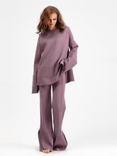 Load image into Gallery viewer, Two Piece Autumn Winter Warm Women Sweaters Tracksuit Thick Warm Knit Sweater + Pant Suit Loose Casual Lady Knit Sets
