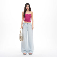 Load image into Gallery viewer, Light Blue Tencel Wide-Leg Jeans Women
