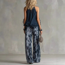 Load image into Gallery viewer, Sleeveless Halter Neck Top with Printed Wide Leg Pants Summer New Arrival
