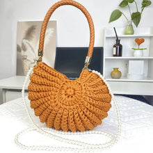 Load image into Gallery viewer, Fun handmade crochet ocean conch bag shell bag women's diagonal cross bag crochet bag
