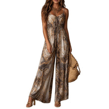 Load image into Gallery viewer, Printed Camisole Backless Loose Wide Leg Jumpsuit

