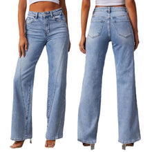 Load image into Gallery viewer, Fashionable loose patchwork wide leg women's jeans for women
