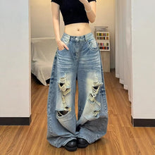 Load image into Gallery viewer, Distressed Wide Leg ripped jeans women floor-length pants
