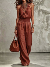 Load image into Gallery viewer, Sleeveless Backless Waist-Tie Halter Wide-Leg Jumpsuit for Women
