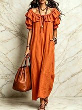 Load image into Gallery viewer, Casual Elegant Round Neck Ruffle Beach Vacation Dress for Women
