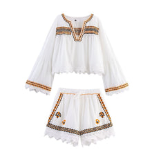 Load image into Gallery viewer, Embroidered Shirt+Embriodred Shorts Set
