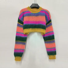 Load image into Gallery viewer, Hit Color Two Piece Sets For Women Round Neck Long Sleeve Tops High Waist Skirts A Line Skirts Knitted Skirt Female
