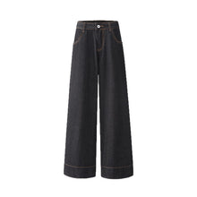 Load image into Gallery viewer, Black Wide-Leg Jeans Women Loose Drape Straight Leg Pants
