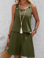 Charger l'image dans la galerie, Women's Fashion Round Neck Sleeveless Two Piece Short Set
