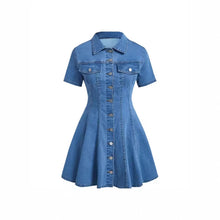 Lade das Bild in den Galerie-Viewer, Western-Style Denim Short-Sleeve Open-Dress
