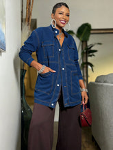 Load image into Gallery viewer, Oversize Mid-Length Cargo Denim Jacket
