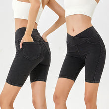 Load image into Gallery viewer, High-Waisted Waist Stretchy Slimming Denim Shorts With Pockets
