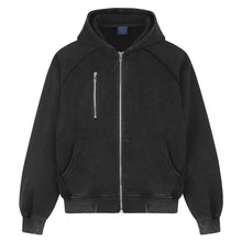 Load image into Gallery viewer, Loose black hoodie with multiple zippers jacket
