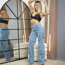 Load image into Gallery viewer, Denim Jeans for Women, Fashion Multi-Pocket Csual Cargo Pants
