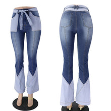 Load image into Gallery viewer, Patchwork Flare Jeans for Women Stretch Vintage Casual Fashion Slim High Waist Streetwear Women Jeans
