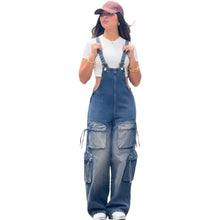 Charger l'image dans la galerie, Casual Straight-Leg Denim Overalls for Women Street Style Multi-Pocket Denim Jumpsuit
