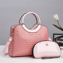 Load image into Gallery viewer, Handbag snake patterned mother and child bag shiny leather platinum bag
