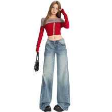 Load image into Gallery viewer, Low Waist Short Rise Straight Leg Jeans Women
