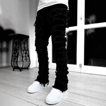 Load image into Gallery viewer, Men's denim straight leg elastic patch denim straight leg pants
